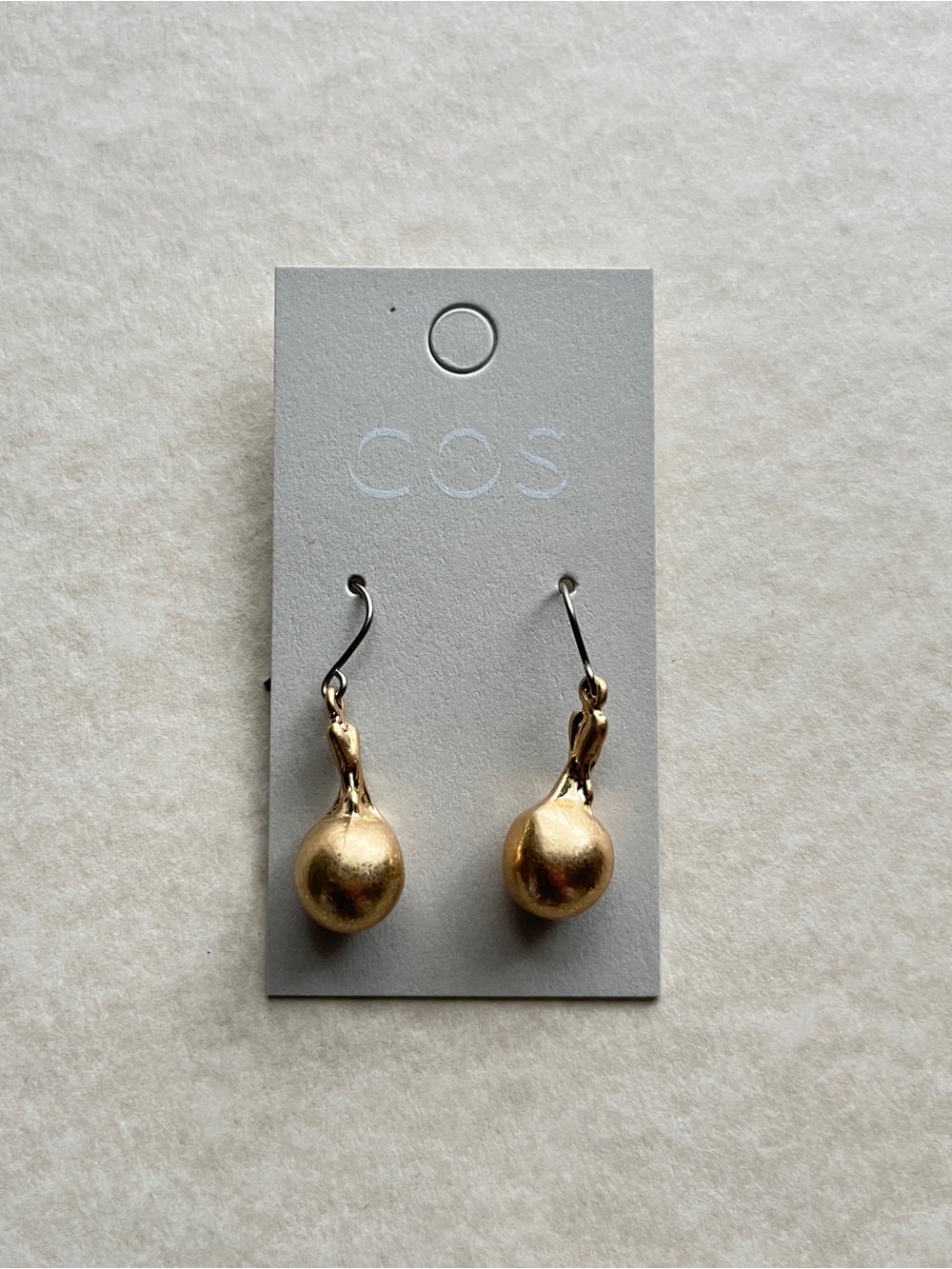 COS Gold Teardrop Ball Dangle Earrings